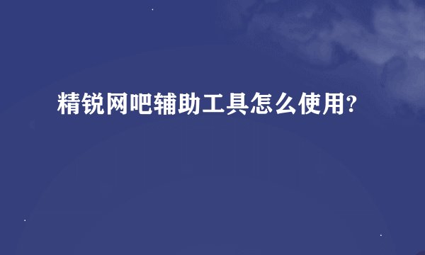 精锐网吧辅助工具怎么使用?