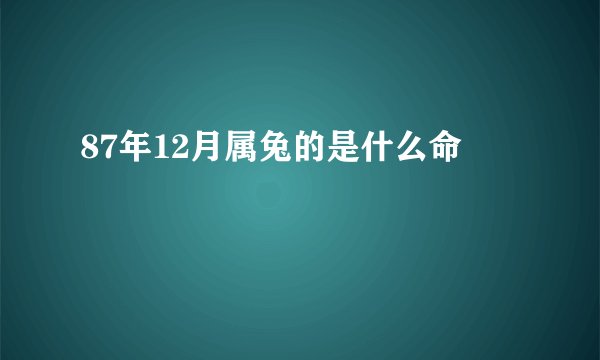 87年12月属兔的是什么命