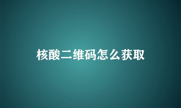 核酸二维码怎么获取