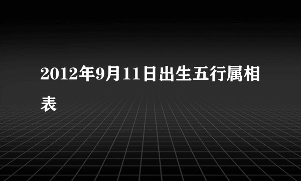 2012年9月11日出生五行属相表