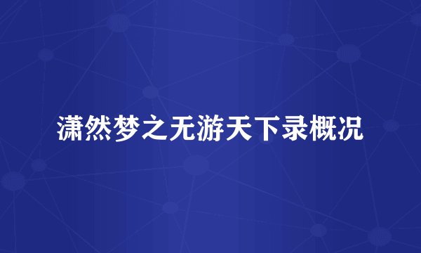潇然梦之无游天下录概况