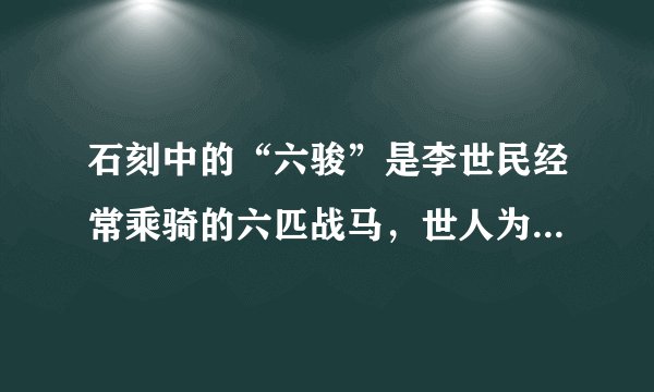 石刻中的“六骏”是李世民经常乘骑的六匹战马，世人为这些马取得响亮的名字有哪些？