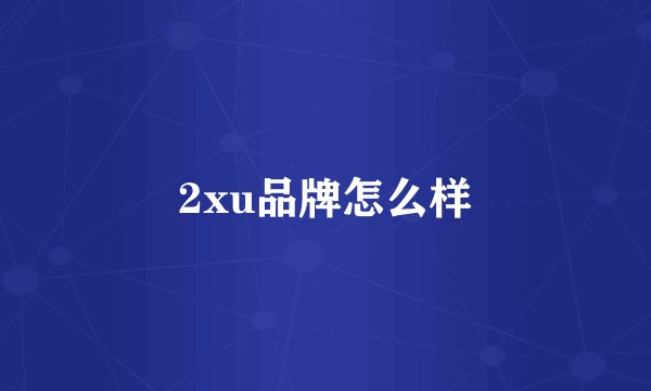 2xu品牌怎么样
