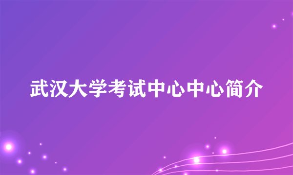 武汉大学考试中心中心简介