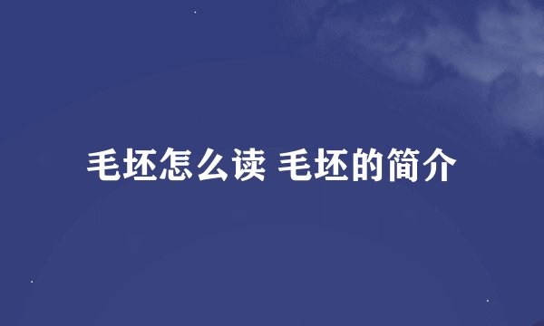 毛坯怎么读 毛坯的简介