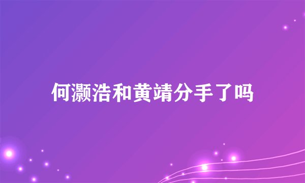 何灏浩和黄靖分手了吗