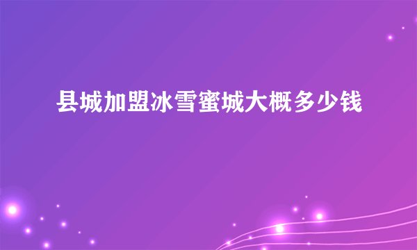 县城加盟冰雪蜜城大概多少钱
