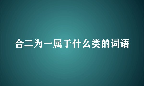 合二为一属于什么类的词语