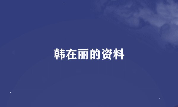 韩在丽的资料