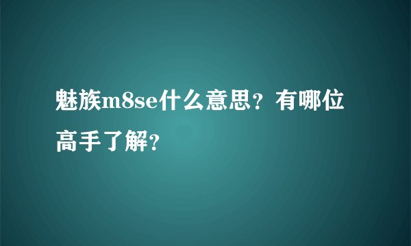 魅族m8se什么意思？有哪位高手了解？