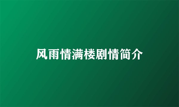 风雨情满楼剧情简介