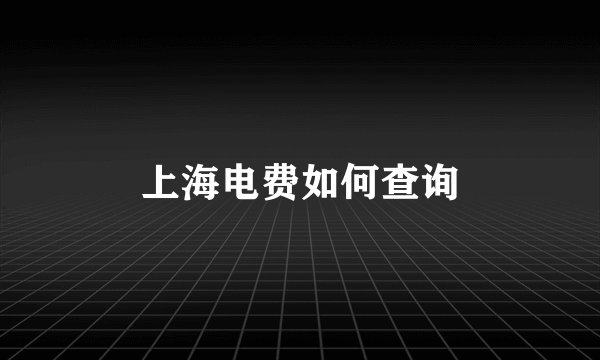 上海电费如何查询