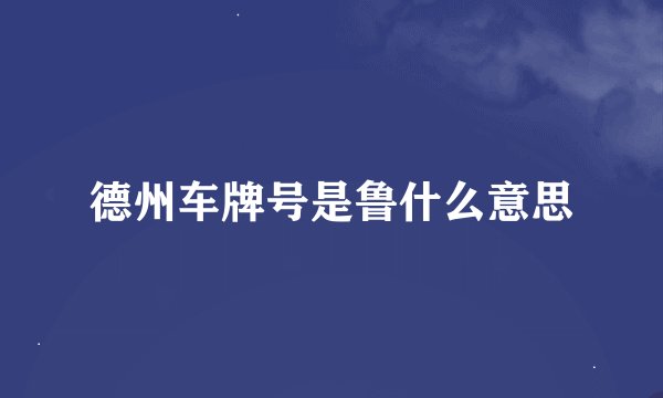 德州车牌号是鲁什么意思