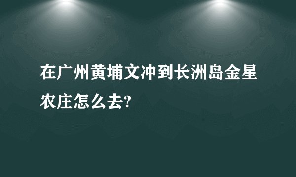 在广州黄埔文冲到长洲岛金星农庄怎么去?