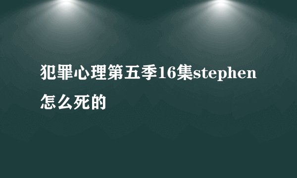 犯罪心理第五季16集stephen怎么死的