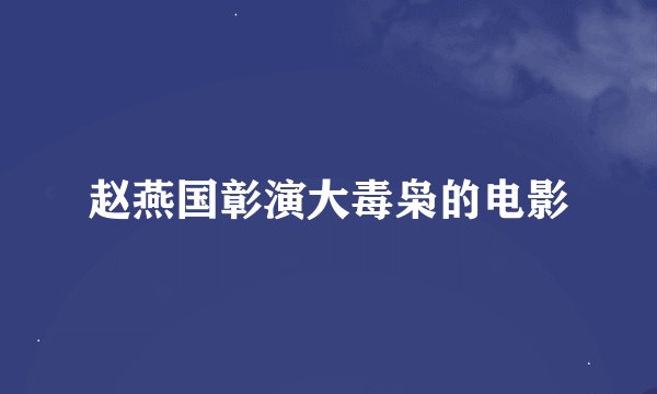 赵燕国彰演大毒枭的电影