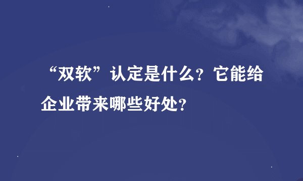 “双软”认定是什么?它能给企业带来哪些好处?