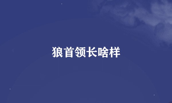 狼首领长啥样