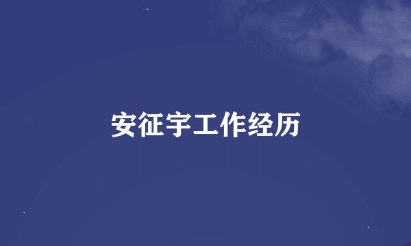 安征宇工作经历