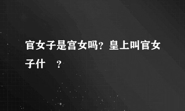 官女子是宫女吗？皇上叫官女子什麼？