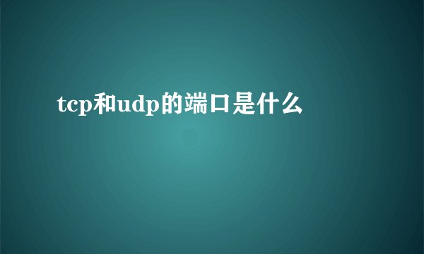 tcp和udp的端口是什么