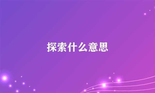 探索什么意思
