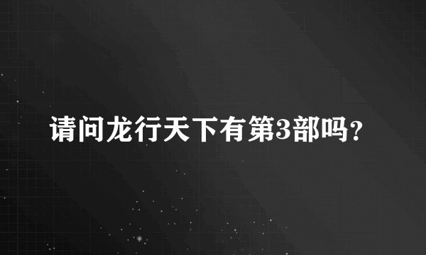 请问龙行天下有第3部吗?