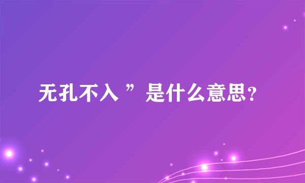 无孔不入 ”是什么意思？