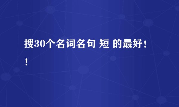 搜30个名词名句 短 的最好！！