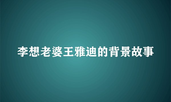 李想老婆王雅迪的背景故事