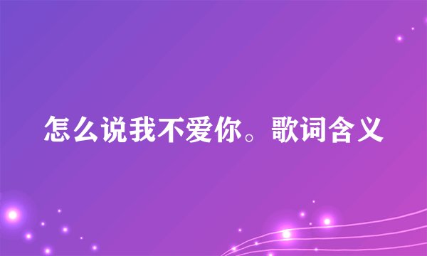 怎么说我不爱你。歌词含义