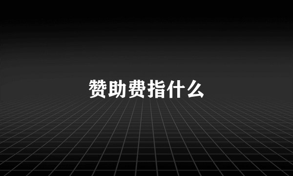 赞助费指什么