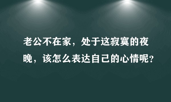 老公不在家，处于这寂寞的夜晚，该怎么表达自己的心情呢？