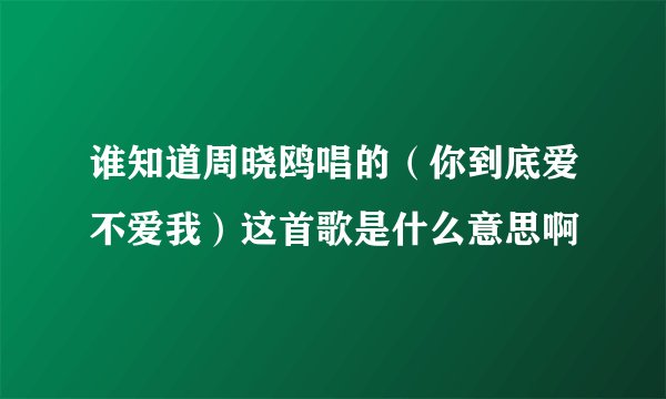 谁知道周晓鸥唱的（你到底爱不爱我）这首歌是什么意思啊