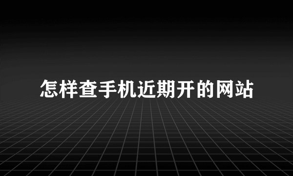怎样查手机近期开的网站