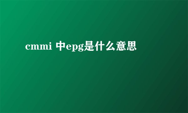 cmmi 中epg是什么意思