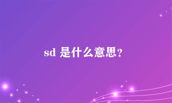 sd 是什么意思？