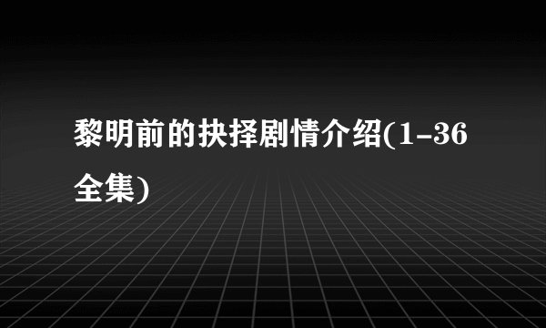 黎明前的抉择剧情介绍(1-36全集)