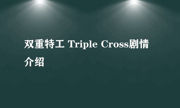 双重特工 Triple Cross剧情介绍