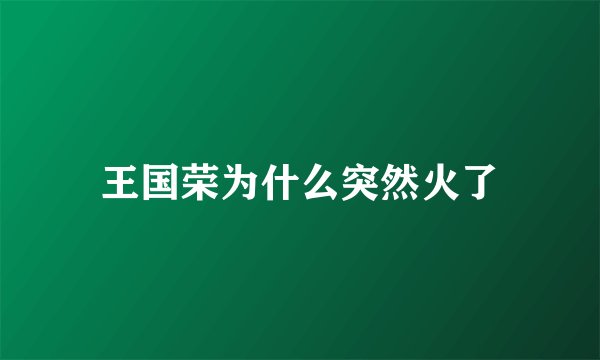 王国荣为什么突然火了
