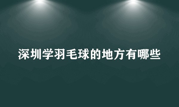 深圳学羽毛球的地方有哪些
