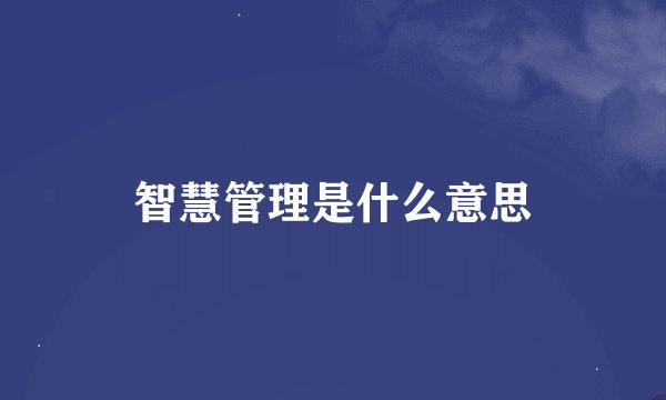 智慧管理是什么意思
