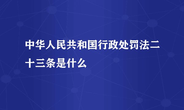 中华人民共和国行政处罚法二十三条是什么