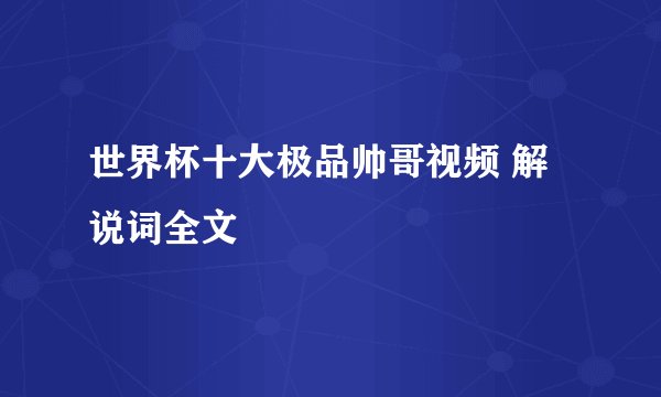 世界杯十大极品帅哥视频 解说词全文
