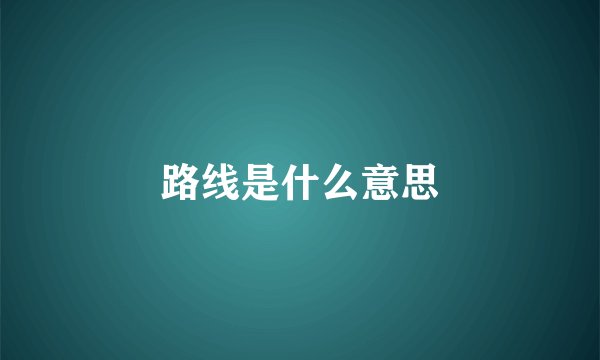 路线是什么意思