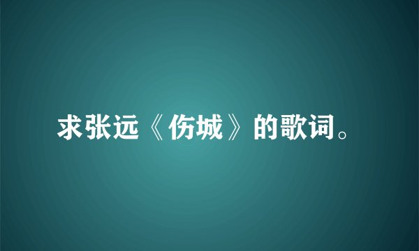 求张远《伤城》的歌词。