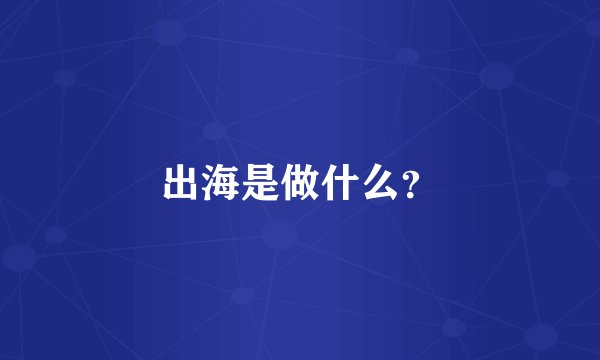 出海是做什么？