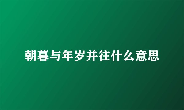 朝暮与年岁并往什么意思