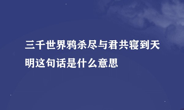 三千世界鸦杀尽与君共寝到天明这句话是什么意思