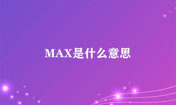 MAX是什么意思